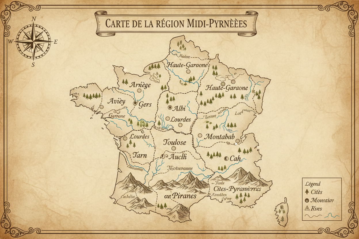 Midi Pyrénées map